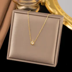 Stainless Steel Shiny Clear Zircon Necklace for Women Minimalist Choker Neck Chains Irregular Geometric Jewelry Gift Wholesale
