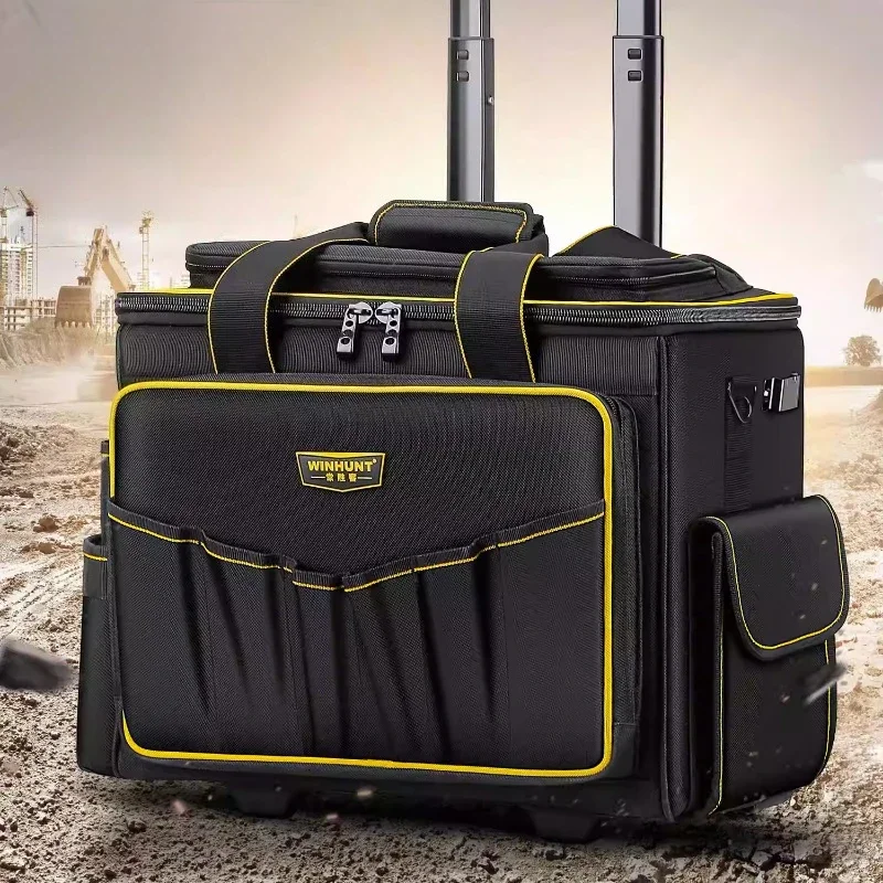 

Усиленная профессиональная сумка для инструментов, большой кейс для хранения инструментов, имитация женских сумок, брендовая, с толстым ремнем, сумка-ведро для работы