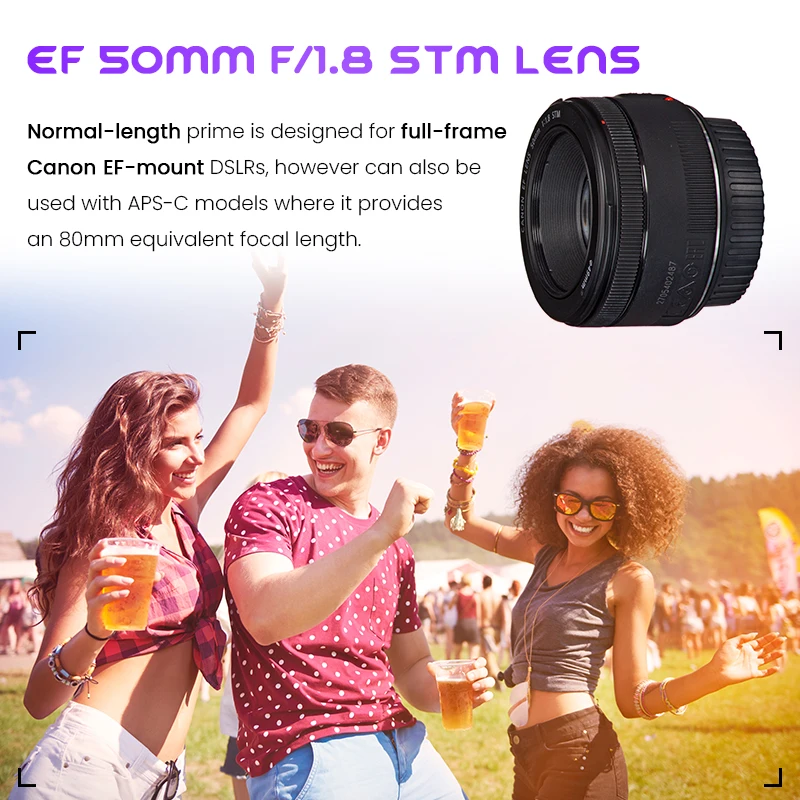 عدسة Canon EF 50mm f/1.8 STM 50mm عدسة كانون f1.8 فتحة عدسة إطار كامل #4