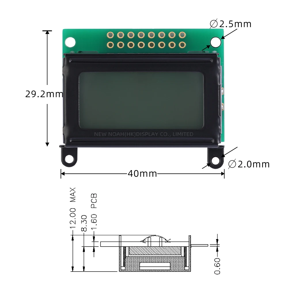 Persian Red Light Black Letters 0802C Character LCD Display Screen 2X8 LCD 3.3V Or 5V Ultra Small Module With Ear Hook Hole 8X2