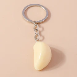 Cute Imitation Food Garlic Charms Keychains for Car Key Women Men Handbag Hanging Keyrings DIY Jewelry Accessories