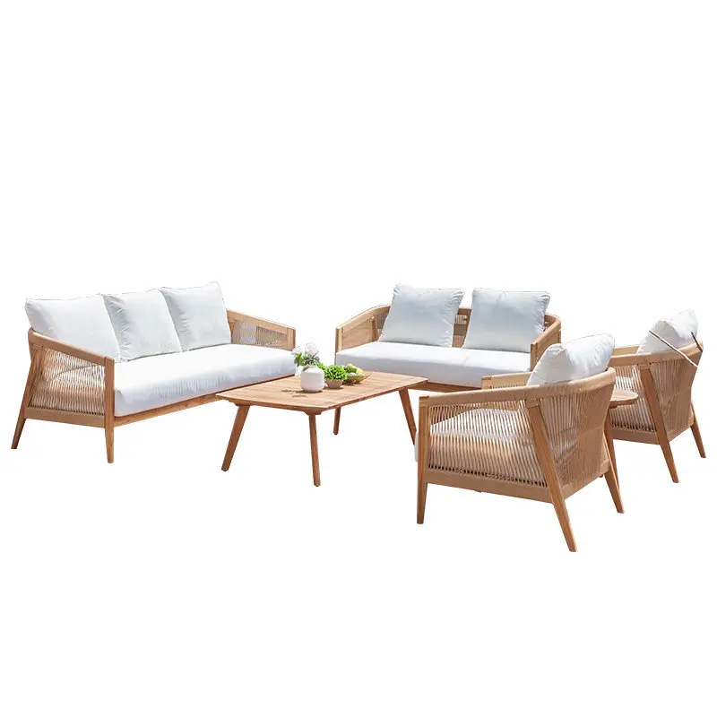 Teak outdoor sofa courtyard garden table and chairs solid wood dining table coffee table combination hotel bed and breakfast out