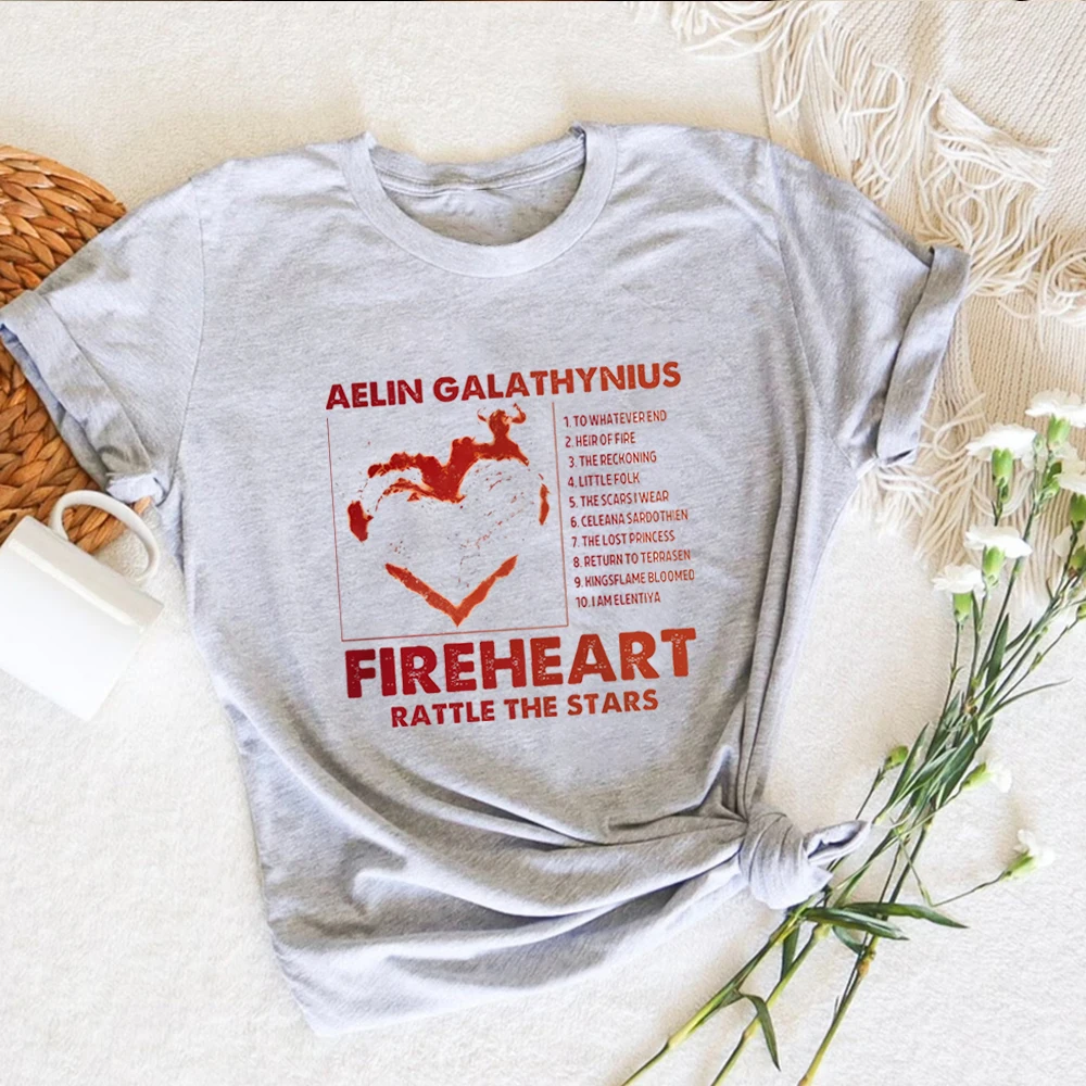 Aelin Galathynius T Shirt Fireheart Terrasen Tshirt Throne of Glass Shirts SJM Merch Graphic T Shirts Unisex Vintage Clothes