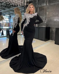 Formal Black Evening Dresses For Women 2023 Beaded Long Sleeves Celebrity Dresses With Crystals Robes De Soirée Pageant Gowns