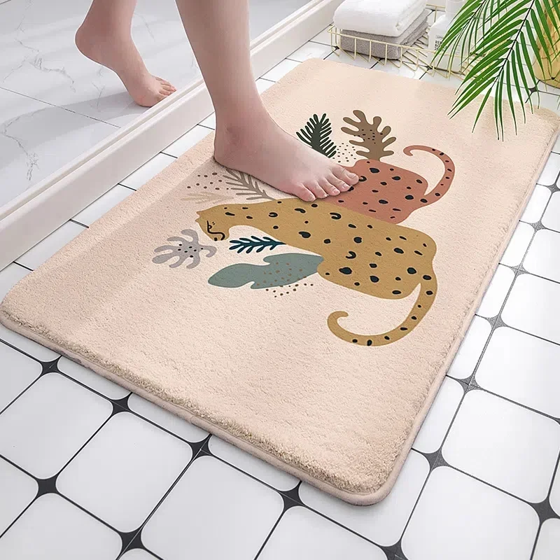Cartoon Style Bathroom Mats Absorbent Non-Slip Carpet Shower Room Floor Mats Entrance Doormat Living Room Carpets Kitchen Rugs