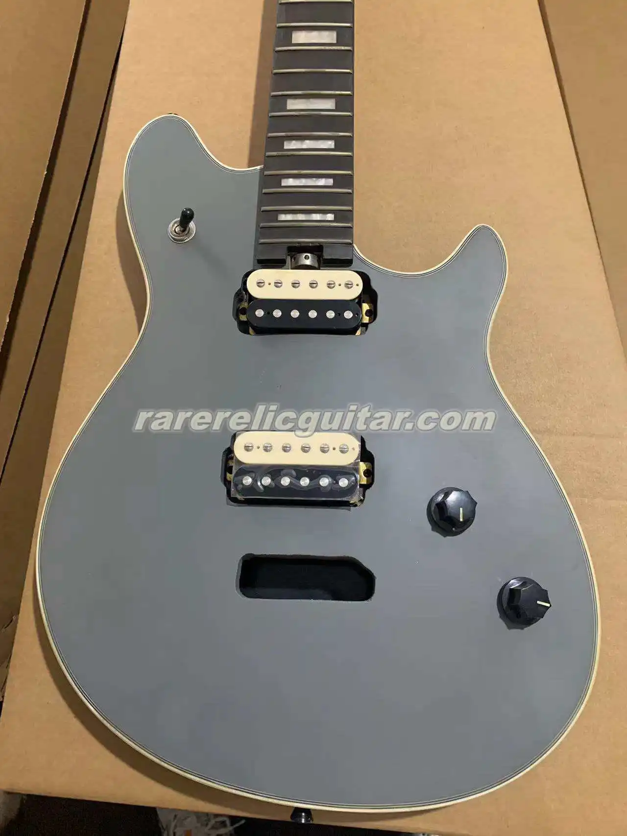 New Arrival Edward Van Halen Satin Matte Grey Electric Guitar Flame Maple Neck Ebony Fingerboard Block Inlay Floyd Rose Tremolo