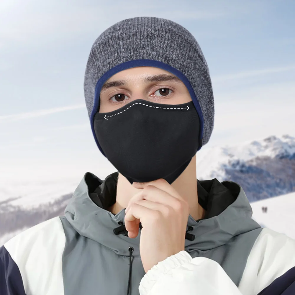 Winter Hat Mask 2 IN 1 Face Cover Warm Cap Breathable Windproof Outdoor Hiking Snowboard Running Ski Snow Sports Accessories