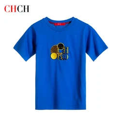 Chch Summer Children's T-Shirt Embroidery New Solid Color Simple Casual 2023 New T-Shirt Fashion Casual Girls Short Sleeved