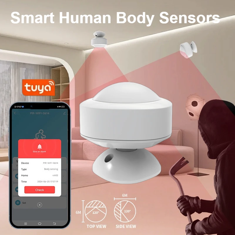 

Умные датчики человеческого тела Tuya, беспроводной Wi-Fi, PIR детектор движения, телефон, дистанционная сигнализация, радар, система безопасности, умный домашний помощник