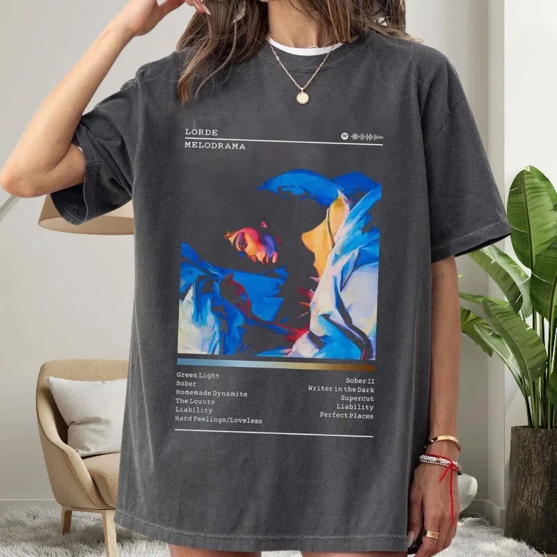 Camiseta inspirada en el álbum Melodrama de Lorde, camiseta con gráfico estilo Ultrasound Tour, camiseta de algodón holgada y transpirable unisex de verano