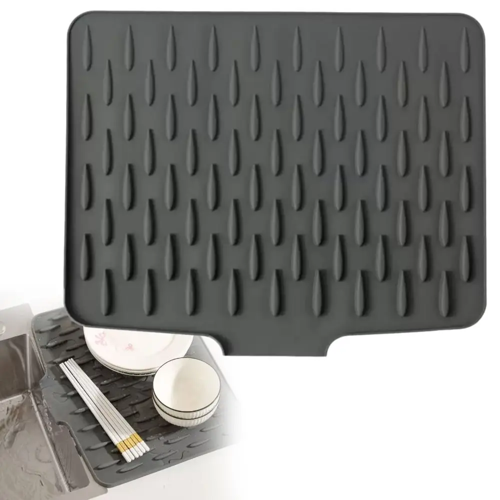 Non-slip Silicone Drainage Mat Large Size Utensils Drying Tableware Drainer Pad Anti-scald Coaster Foldable Sink Placemat