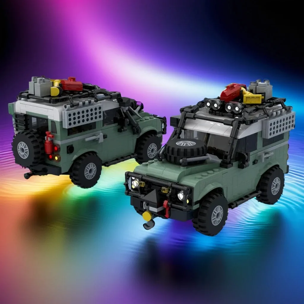 586PCS MOC City Champions Super Car Mocturnal Mini Icons Land Rover Classic Defender 90 Model Technology DIY Assembly Gift Home