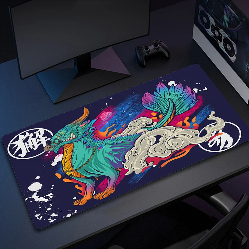 

Beast Gaming Mouse Pad Art Keyboard Mouse Mat Large Non-Slip Mousepad XXL Gamer Locking Edge Computer Desk Mat Game Accessories