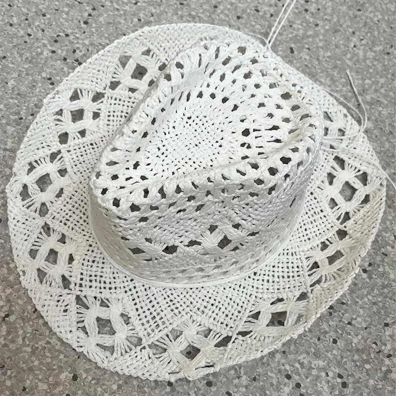 Vintage Sommer Strand Bohemian Strohhut mit Muscheln für Damen und Herren, Western Cowboyhüte mit Holzperlen, Ausgehöhlter Sonnenhut, Urlaubsmütze – Detail 19
