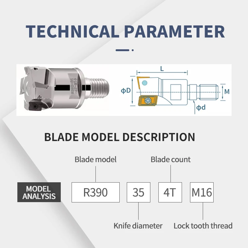 R390 Locking Milling Cutter Head R39011T308 Vibration Proof Locking Inserts Threaded Connection Split Type CNC Lathe Tools