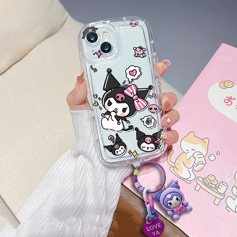 Cartoon Cute 3D Kuromi Pendan Case For Honor 90 70 X8 X7 X6 X9 X9B 50 20 Pro X6A X6S X7B Magic 4 Lite 9X Pro TPU Phone Cover