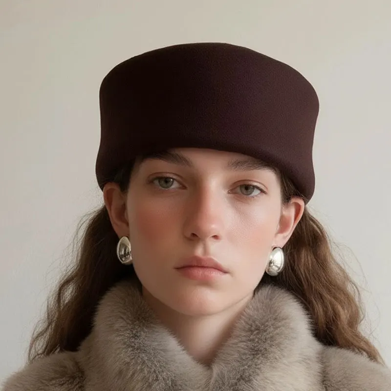 Hohe Qualität Große Größe Pillbox Box Kappe Frauen 100% Wolle Britischen Retro Dome Top Hut Mode Fedora Hut Fascinator Russland Baskenmütze Hut – Detail 9