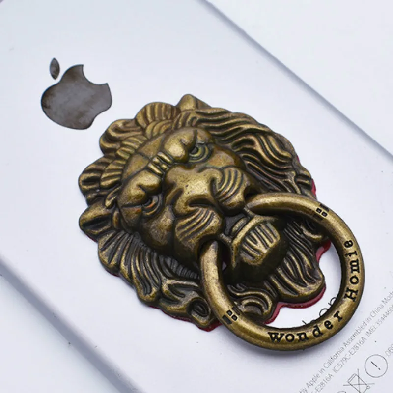 Copper Lion Head Finger Ring Stand Holder Alloy Steady Bracket Stent Mobile Phone Accessories