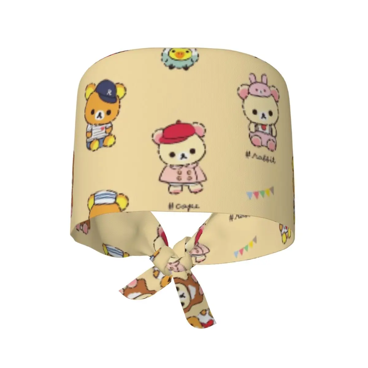 Work Scrub Cap Cute Bear Rilakkuma Nurse Hat For Unisex Women Holder Long Hair Working Cap Comfortable Custom DIY Medical Cap