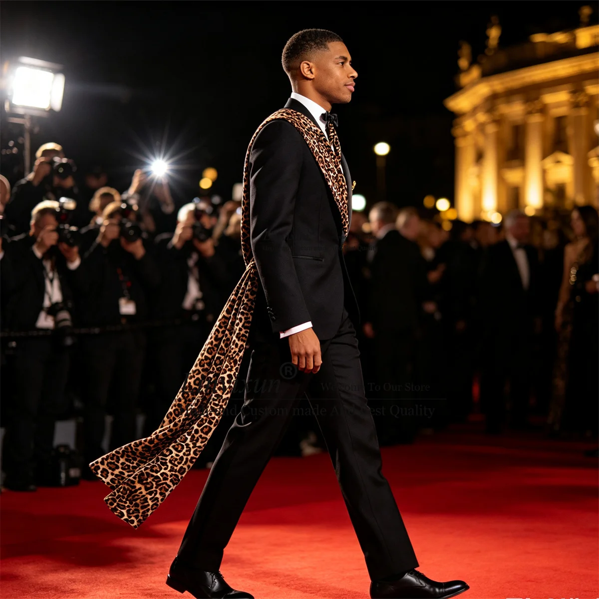 Fashion Leopard Print Men Suits Customized Wedding Man Tuxedos 2 Pieces Sets Groom Male Party Blazers Slim Fit Ropa Hombre
