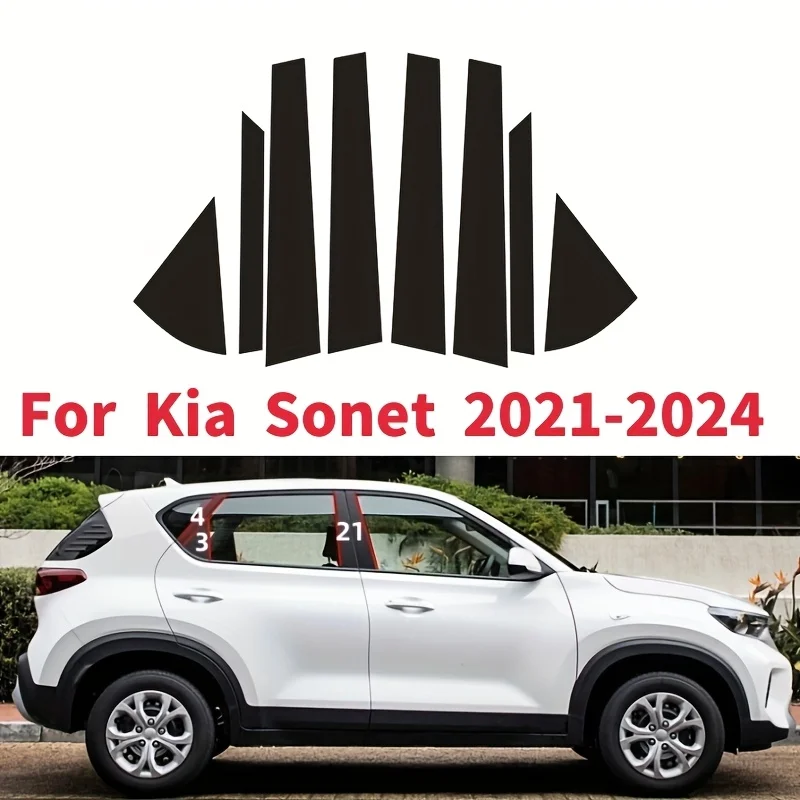 

Fit For Kia Sonet 2021-2024 Cover BC Column Sticker Center Pillar| Door Side Molding Window Decors Strip| Car External 8pcs