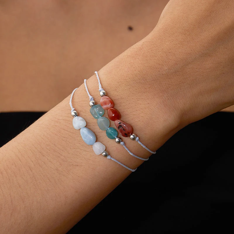 Natural Irregular Stone Bracelet For Women Men Colorful Quartz Crystal Stones Month Birthday Bracelets Aesthetic Charm Jewelry