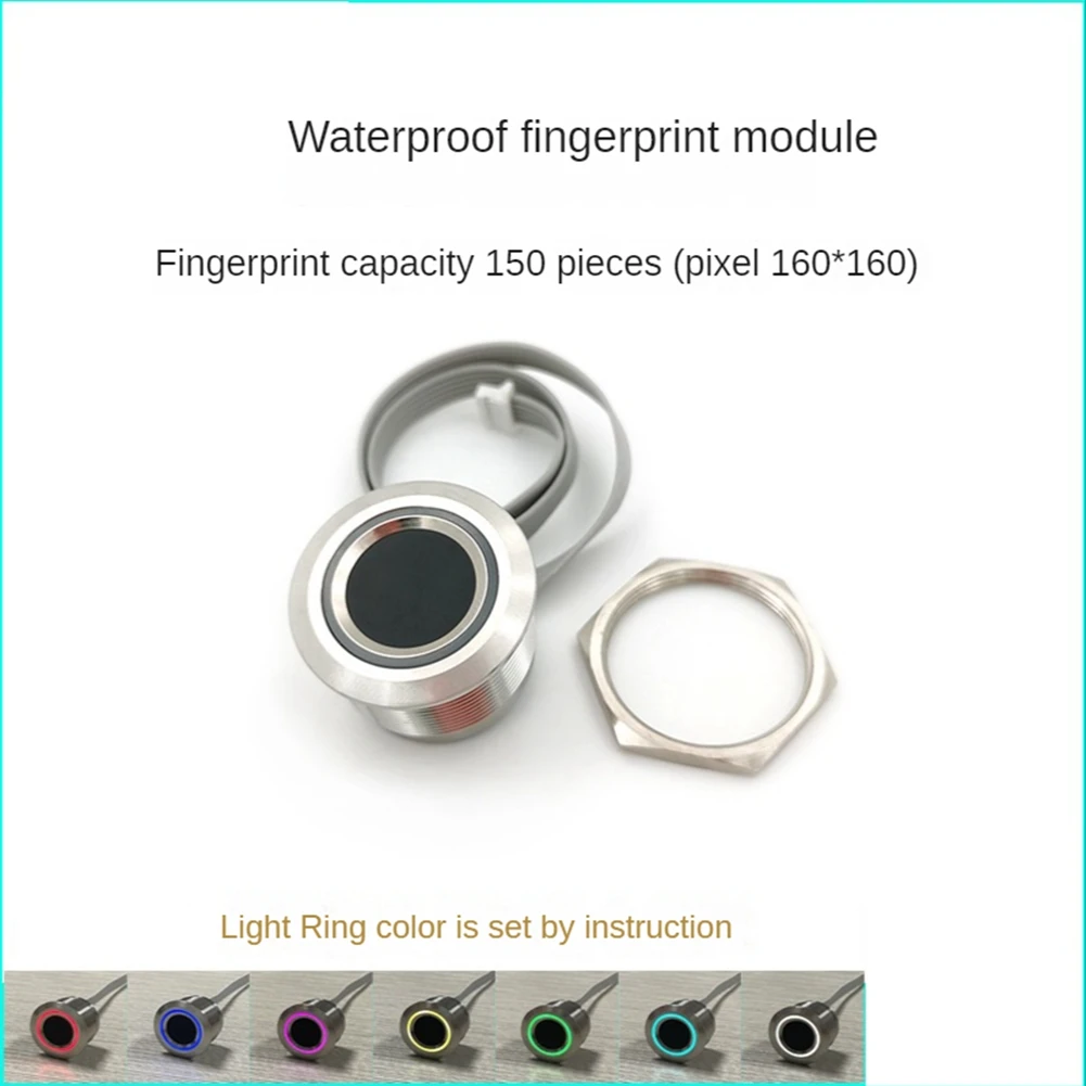 R503-S Circular Capacitance Fingerprint Module,Color Lamp Ring,Waterproof,150 Fingerprint,for Fingerprint Identification