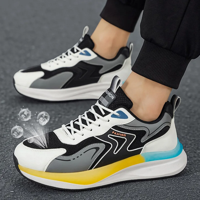 Fashionable, lightweight, breathable mesh student sports shoes with soft sole and anti slip men's casual single shoes
