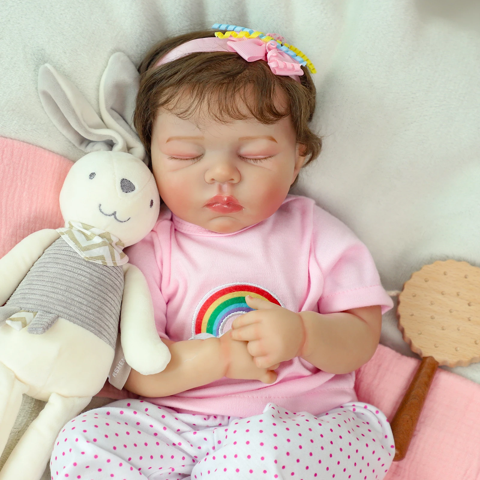 Bonecas reborn realistas, 20 polegadas, bonecas recém-nascidas realistas, corpo de pano macio com brinquedo de alimentação para crianças de 3 anos ou mais