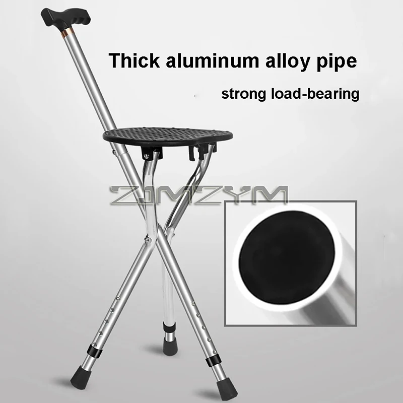 Outdoors Folding Crutch Chair Elderly Rest Hand Stool Light Multifunctional Non Slip Portable Stools Beach Camping Chair image 3