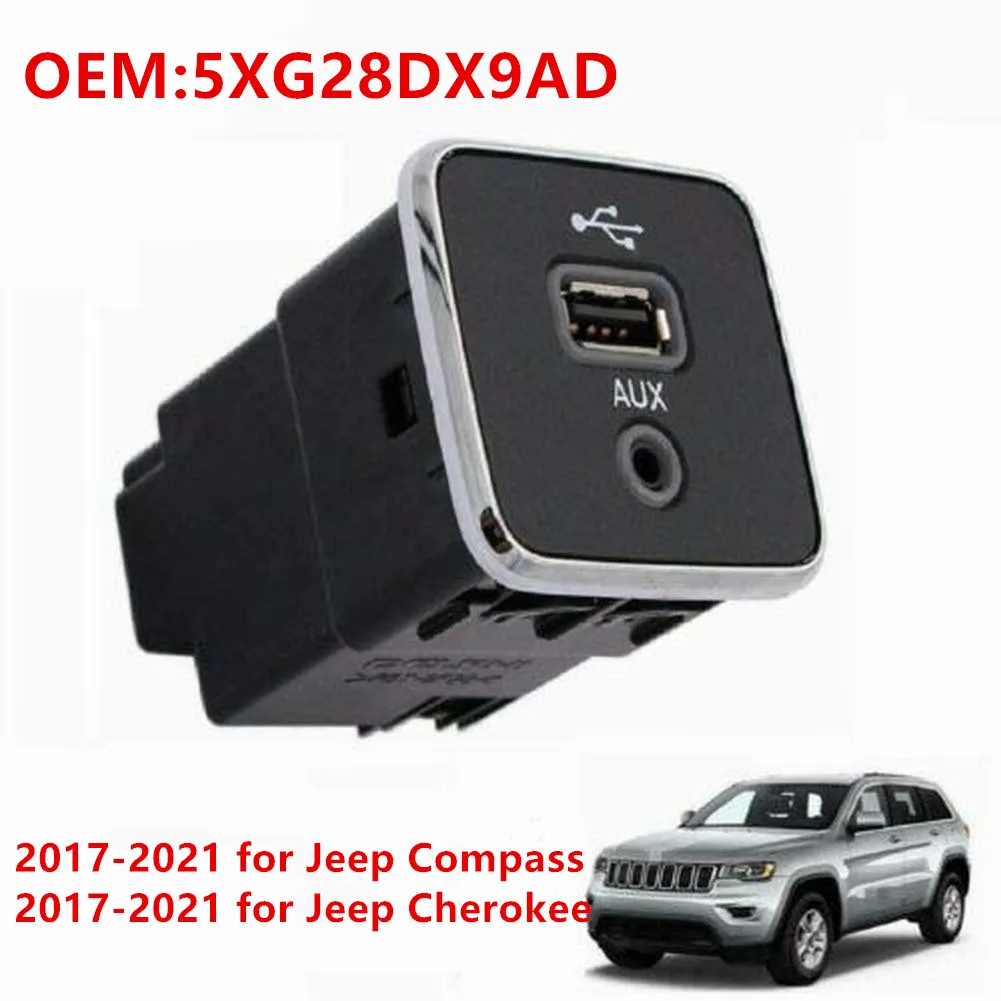 

Car Front Charging Port USB AUX 5XG28DX9AD Auto USB Charging Port ForJeep ForCherokee ForCompass 2017-2021Car Adapter JackAUX