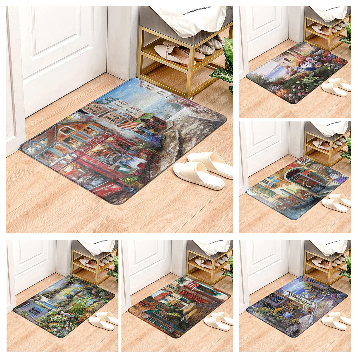 House entrance carpet Home doormat Animal oil painting style Room Foot mat bathroom non-slip mat Kitchen water absorption mat