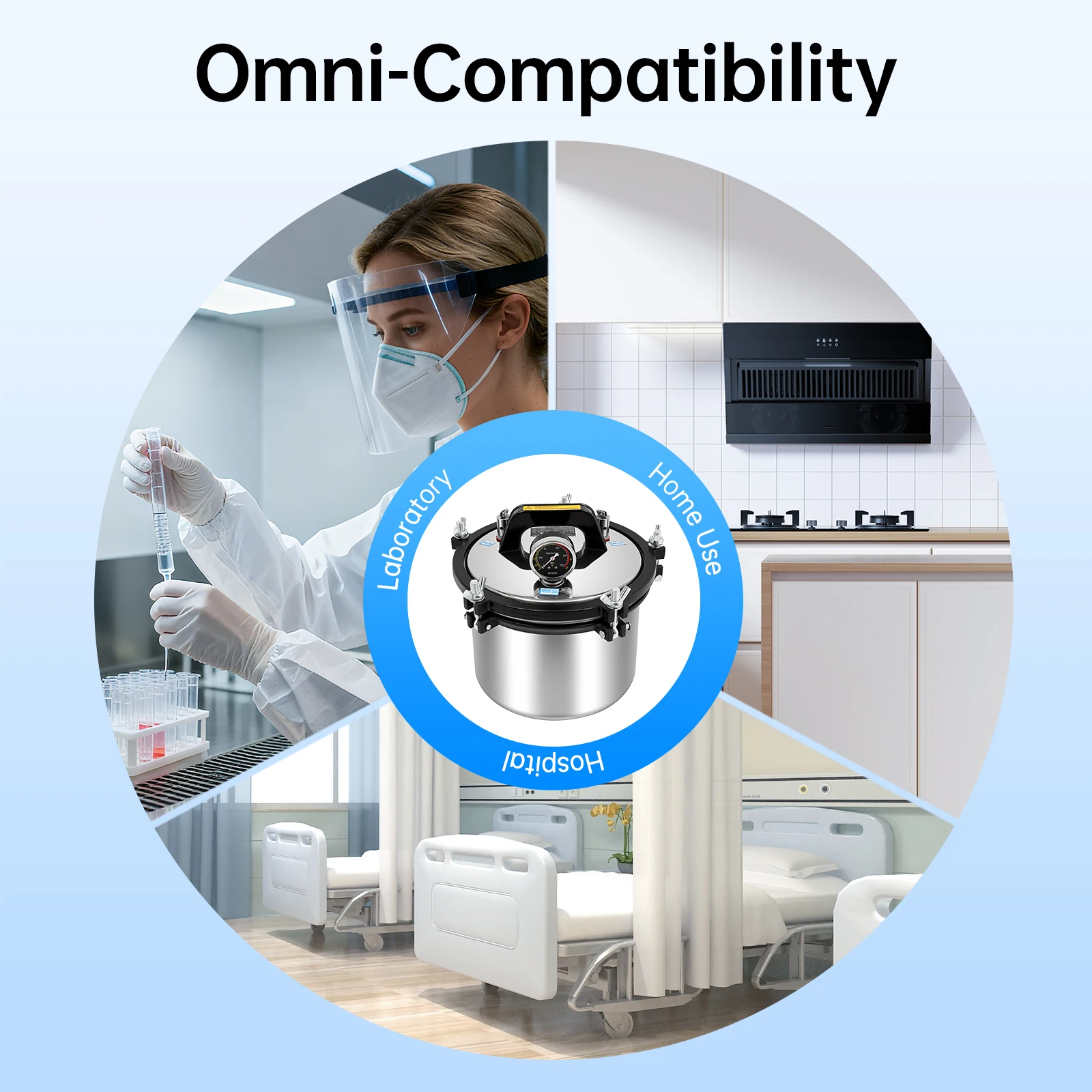 Autoclave de laboratoire 1,2 kW 8 L, autoclave à vapeur portable haute température en acier inoxydable 110 V 0,17 MPa 304 pour équipement de laboratoire