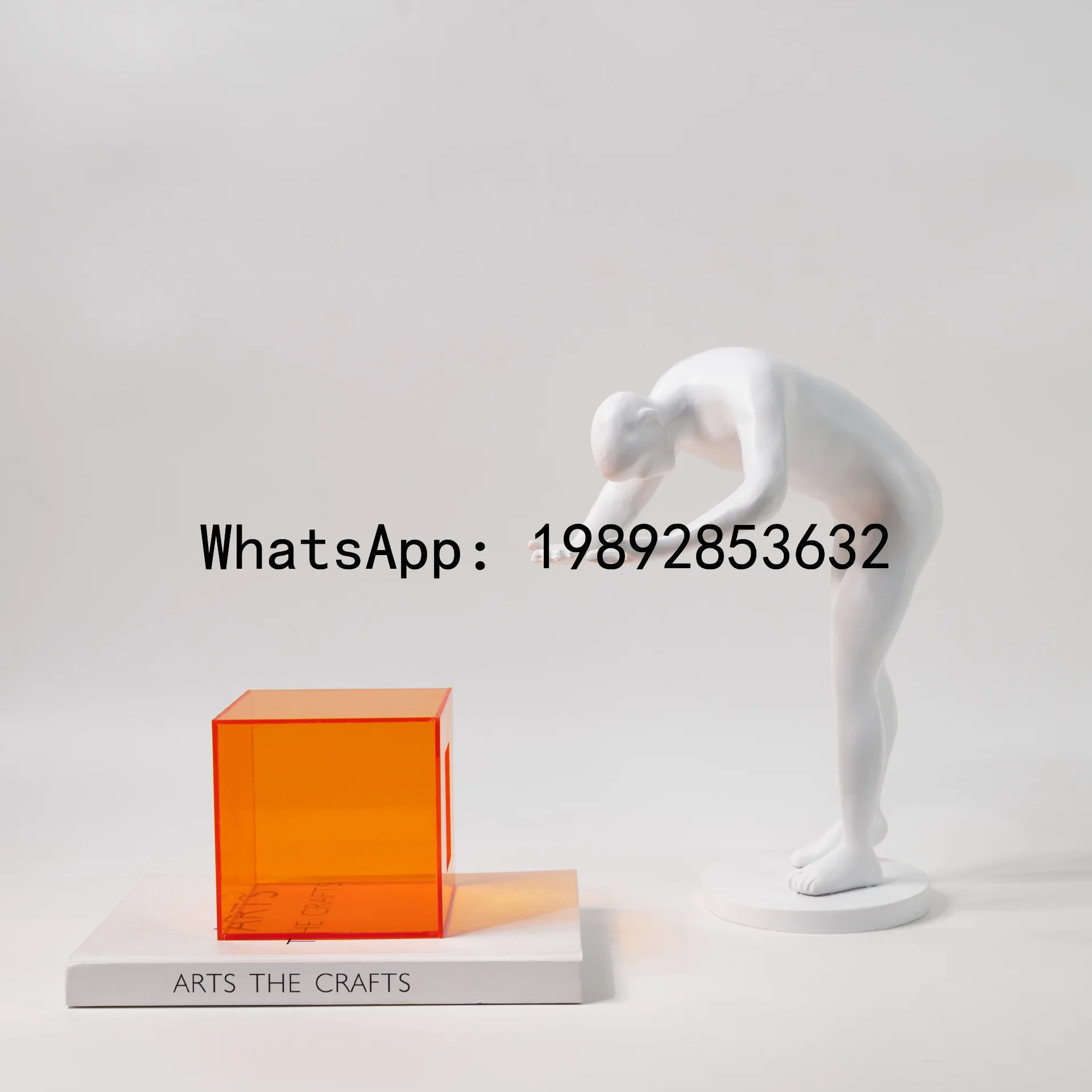 

P4-3 modern simple acrylic orange cage figure sculpture resin ornament living room porch hotel home decoration