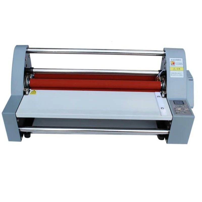 1pc Hot Roll Laminating Machine Cold Hot Laminator Four Rollers Heating Mode Sealing Width 35cm 220v