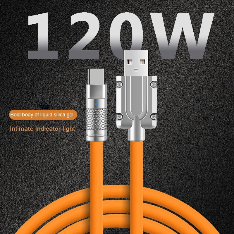 Cable de silicona líquida tipo C de carga súper rápida, 120W, 6A, líneas USB C de carga rápida para Xiaomi, Huawei, Samsung, Cable de datos de