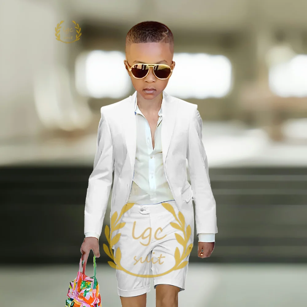 2-Piece Boys Suit Peak Lapel Blazer and Shorts Outfit for Wedding Party Cocktail Birthday Performance Hosting