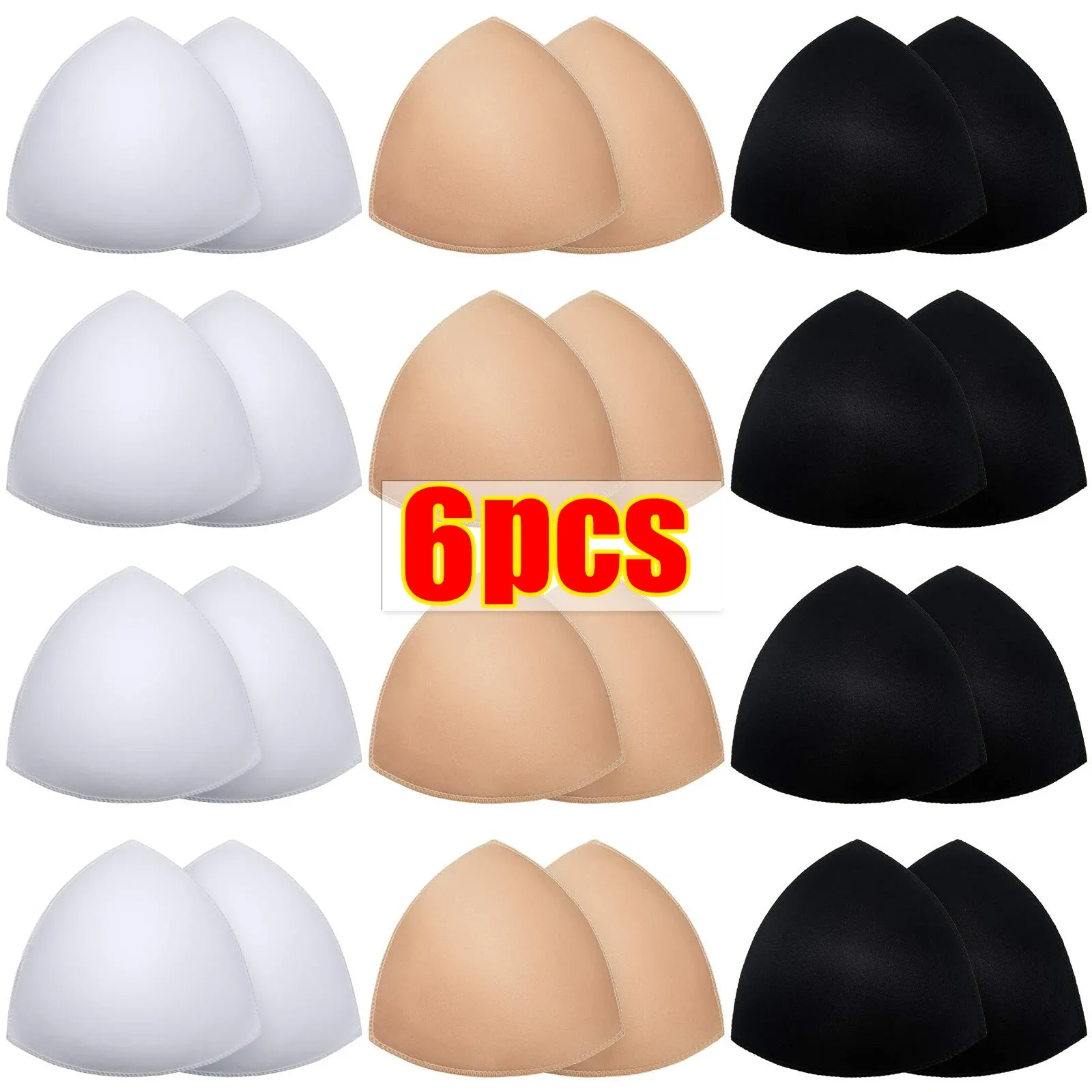 

6PCS Triangle Sponge Push Up Bra Pads Set for Women Invisible Insert Swimsuit Bikini Breast Enhancers Chest Cup Pads Accessories