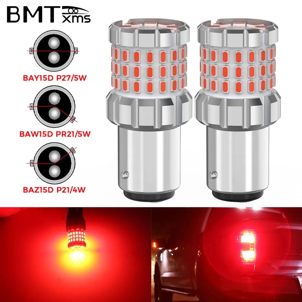 BMTxms 1157 P21/5W BAY15D LED BAZ15D P21/4W BAW15D PR21/5W Czerwone światło stopu LED do samochodu, tylne światło hamowania, światło pozycyjne DRL do HYUNDAI Opel Toyota Suzuki