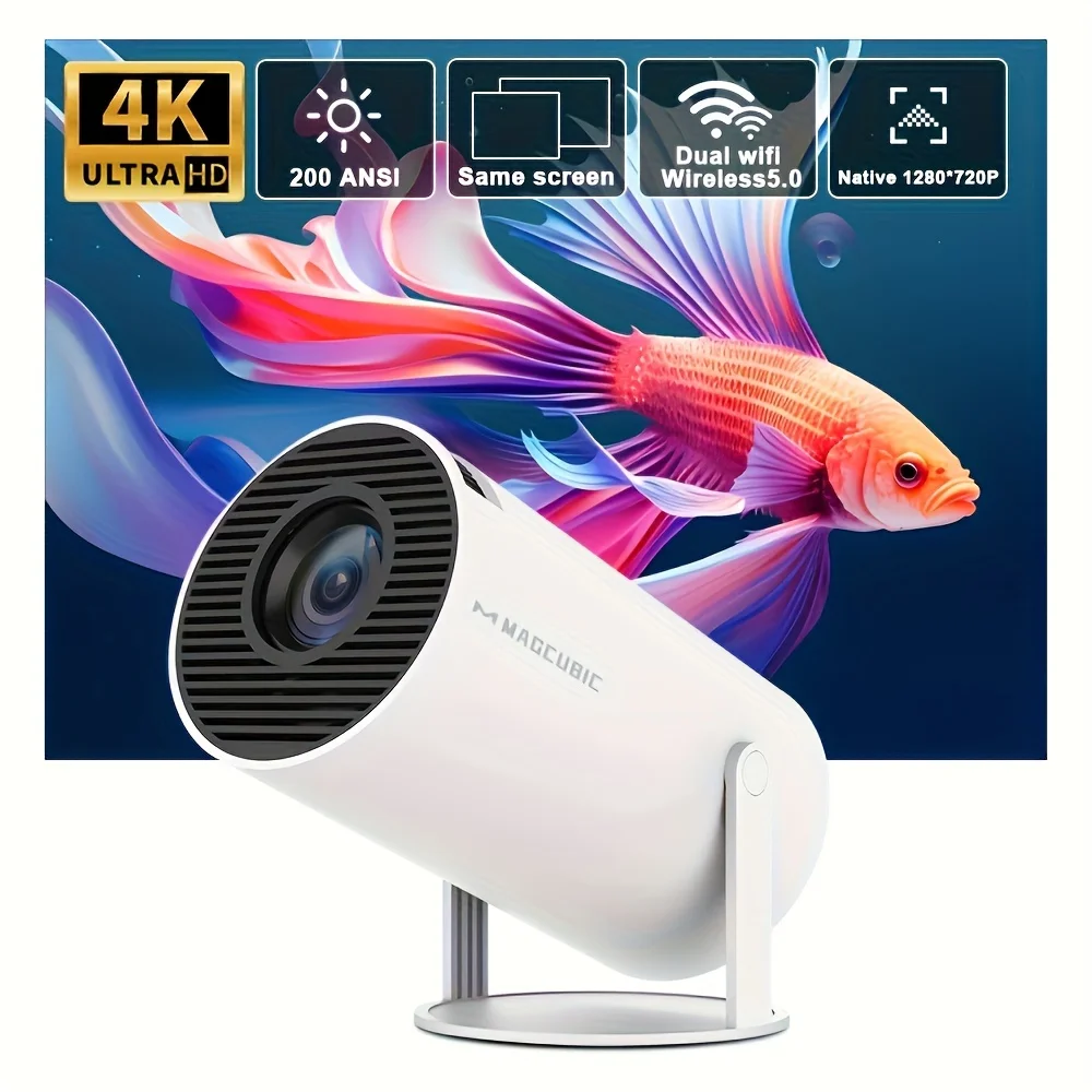 

Проектор Magcubic HY300 Pro 290ANSI с разрешением 720P, беспроводной системой дублирования экрана, двухдиапазонным Wi-Fi и чипом Hi-chip A3100 для домашнего кинотеатра