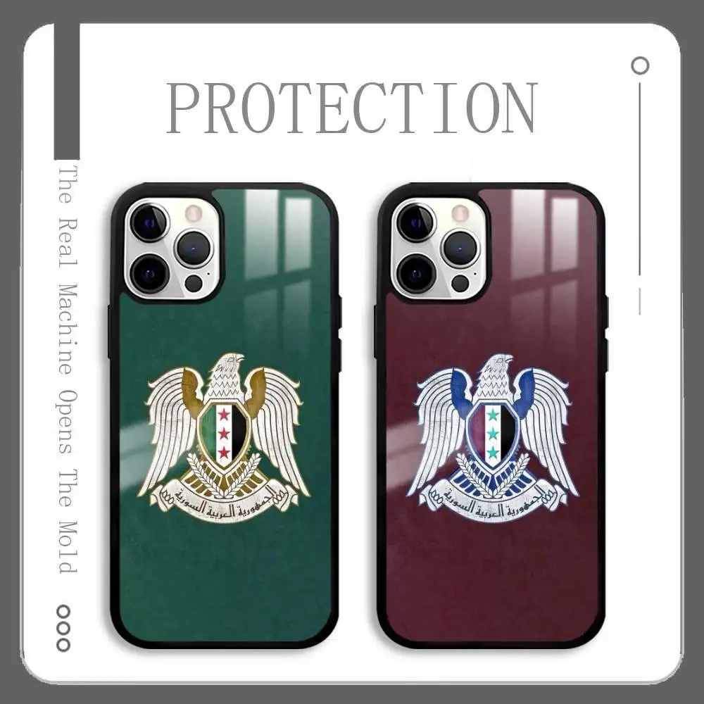 

Syrian Arab Republic Logo Phone Case For IPhone 16 15 14 13 12 11 Pro Max Plus Mini Plus Hard Mirror Surface Protect Funda