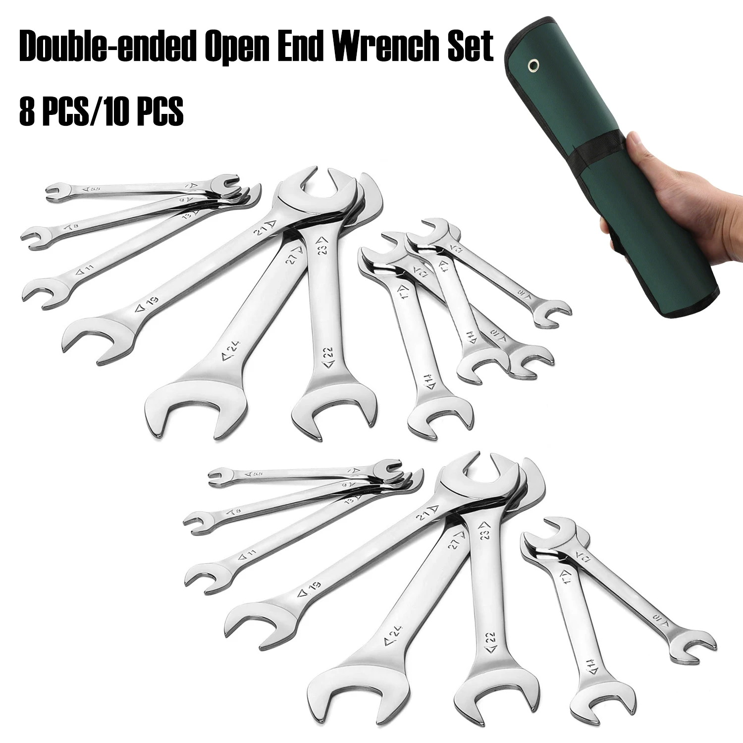 

Double-ended Open End Wrench Set Bike Nut Driver Set With Rolling Pouch Automotive Mechanical Workshop Hand Tools 8/10 PCS Kit