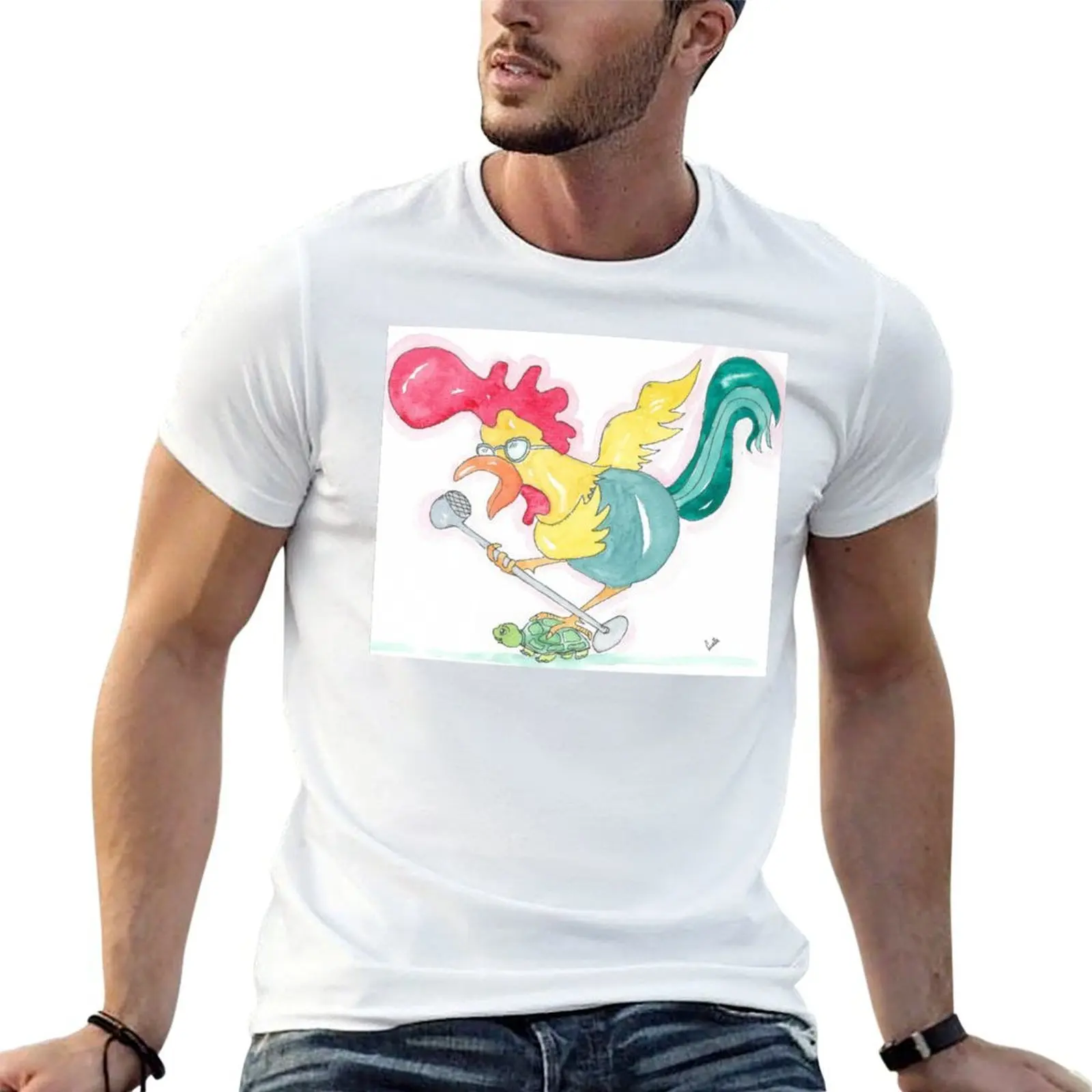 Rocking Rooster T-Shirt Louboutins basketball graphic tees men workout shirt