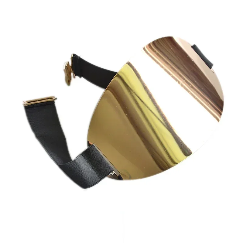 Stylish Brand BLING SHINY WOMEN WAIST WIDE OVAL METAL PLATE MIRROR ELASTIC BELT OBI Silver & Gold Bg-044