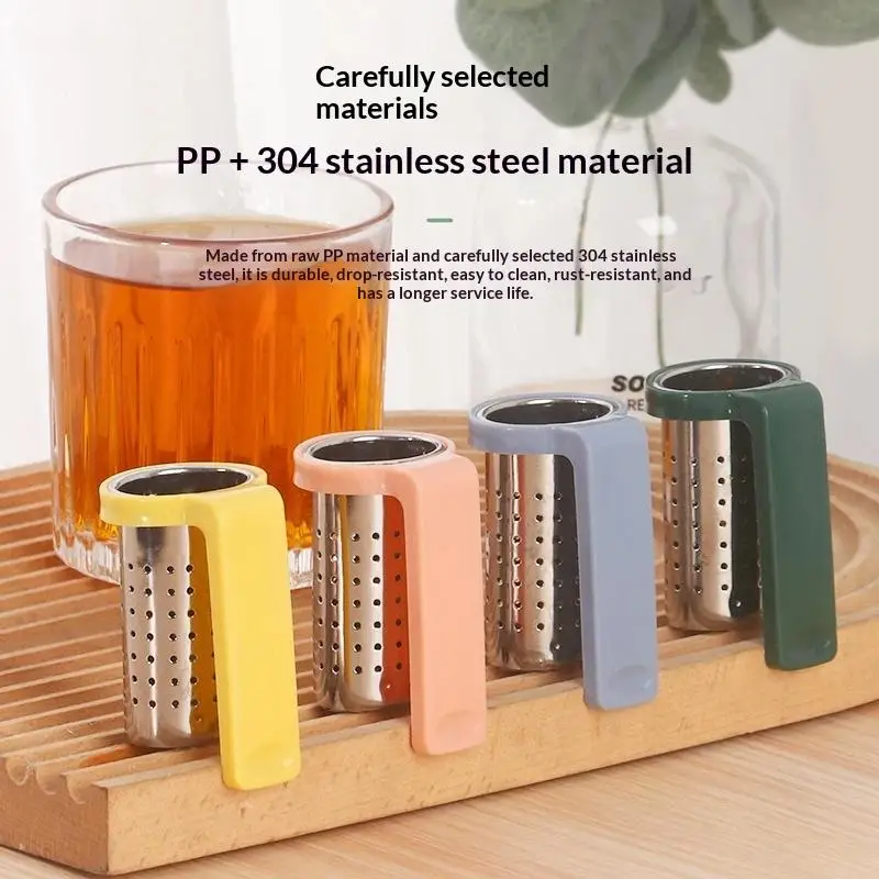 Creative Stainless Steel Clip Hanging On Cup Tea Strainer Cup Clamp Tea Infuser With Handle Fine Filter For Home Office Daily view 3