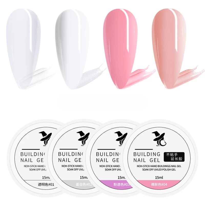 15ml Solid Gel Nail Polish Easy Stick Adhesive Glue Gel Stick Tips Clear Solid Nail Art Extension PVC Soft UV Gel