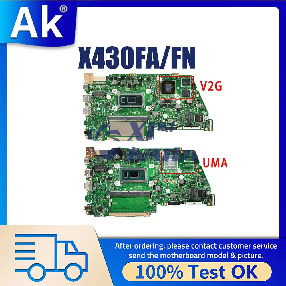 

Laptop Mainboard For ASUS X430FA X430FN K430F R430F S430F S4300F Notebook Motherboard i3 i5 i7 8th CPU V2G UMA 4GB 8GB RAM