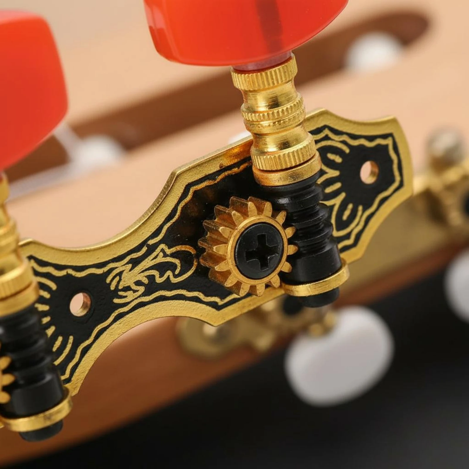 

Classical Guitar Machine Heads 1:14 Gear Ratio 3+3 Guitar Tuning Pegs Tuning Keys Easy to Tune String Pegs Metal Construction