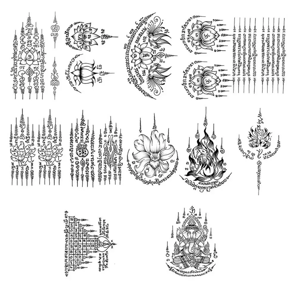 التايلاندية النصي العشبية عصير الوشم ملصق التايلاندية النصي الوشم الرموز مقاوم للماء طويلة الأمد شبه دائمة الأزهار كم الوشم #6