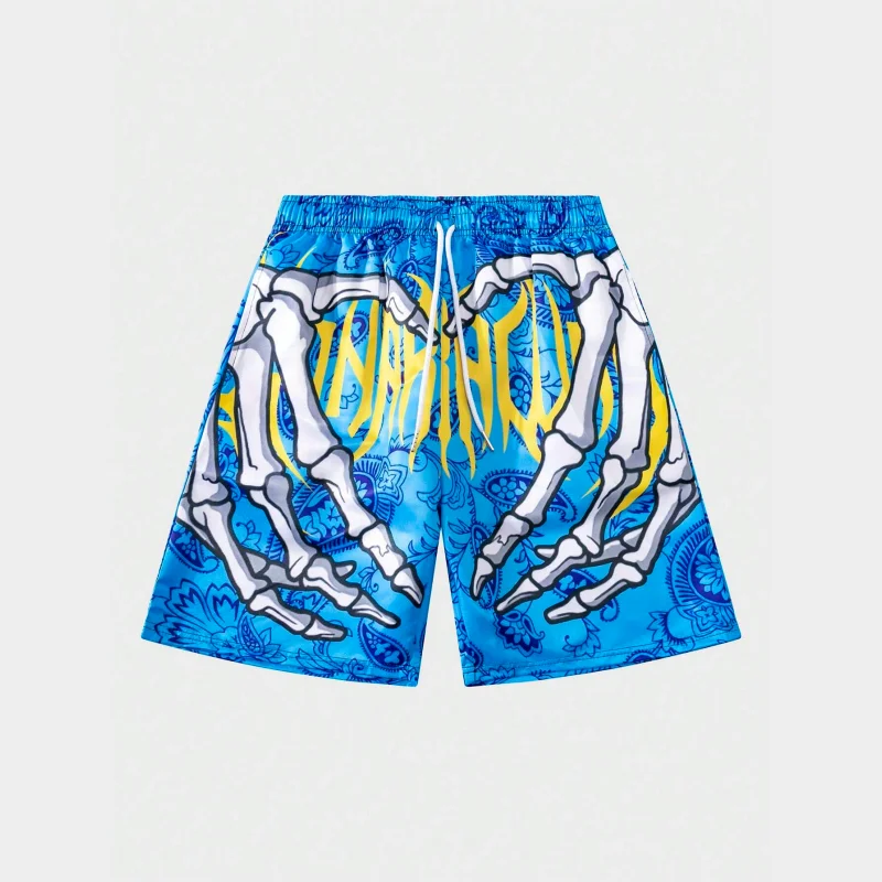Funny 3D Skull Hand Graphic Beach Shorts For Men Fashion Cool Summer 3D Printed Short Pants Loose Streetwear Hip Hop Swim Trunks